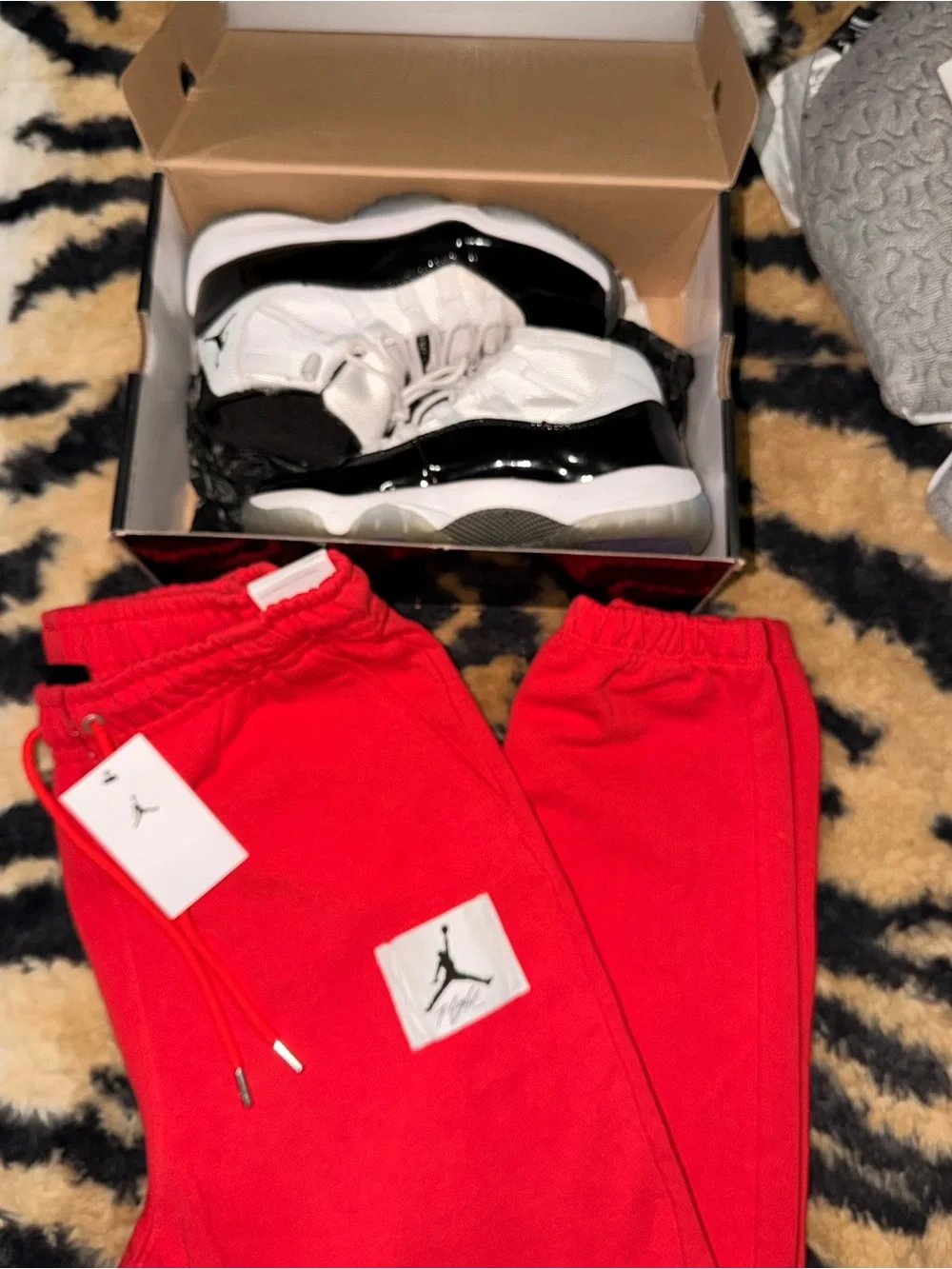 Jordan 11 Concords,  Red Fleece Sweatpants with Jumpman Patch lot of 2